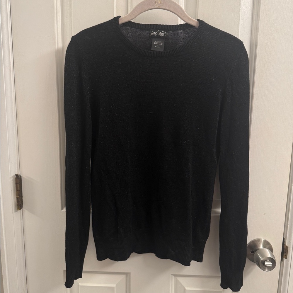 Lord & Taylor Sparkly Black Crewneck Sweater